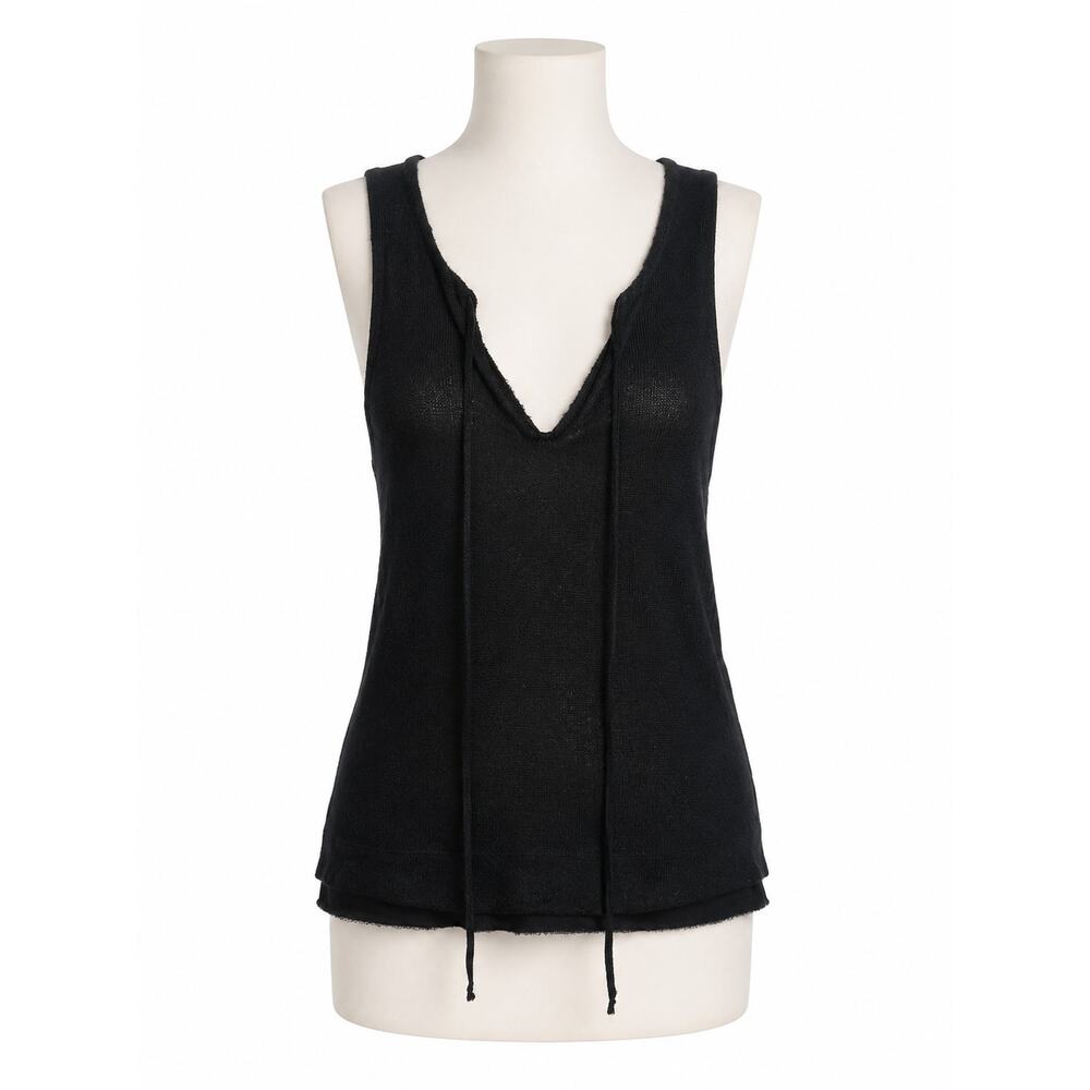 Feel The Piece by Terre Jacobs Black Knit Tank Top Drawstring Neck - XS/S